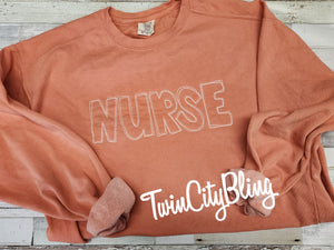 Nurse -bean stitched sweatshirt