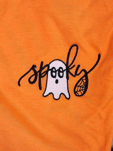 Spooky Ghost Halloween embroidery Left Chest  T-shirt| Embroidered Ghost t-shirts|Bella Canvas short sleeve tee