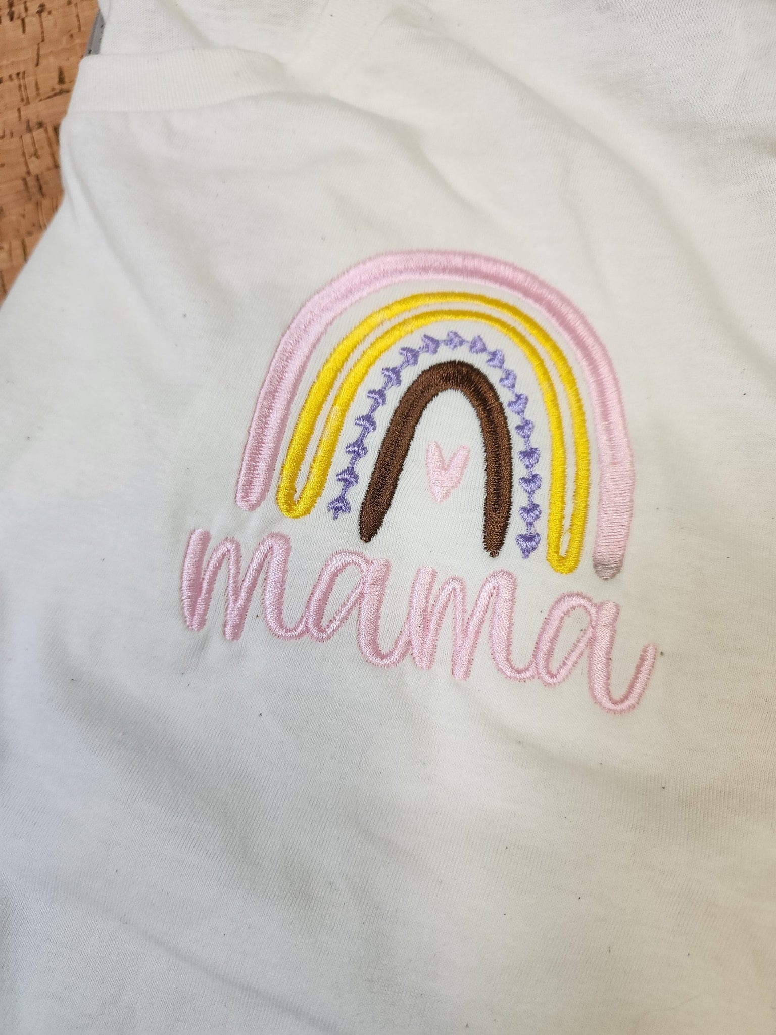 Mama Rainbow Embroidery tshirt| Bella Canvas tee| Natural Color